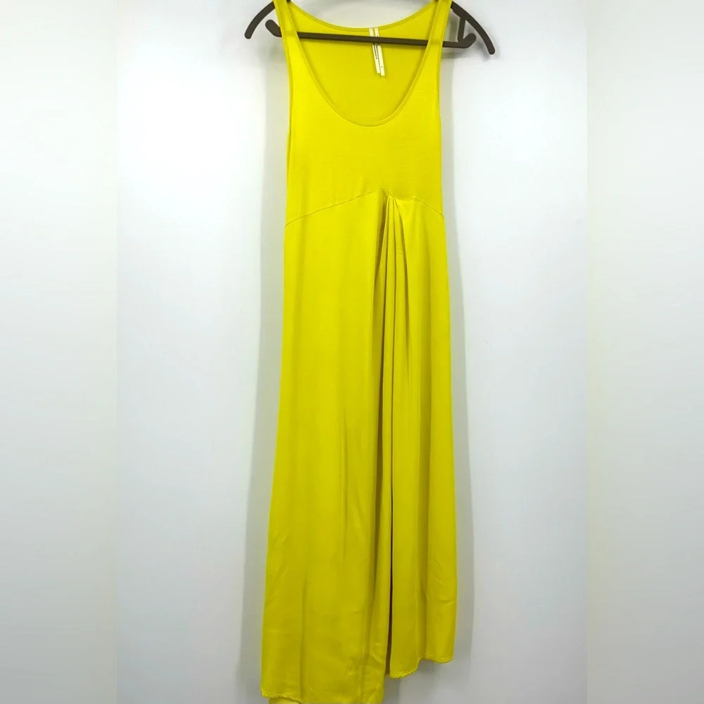 Anthropologie Yellow Sleeveless Scoop Neck Maxi Dress Womens Small Pleated N371 - Picture 1 of 10